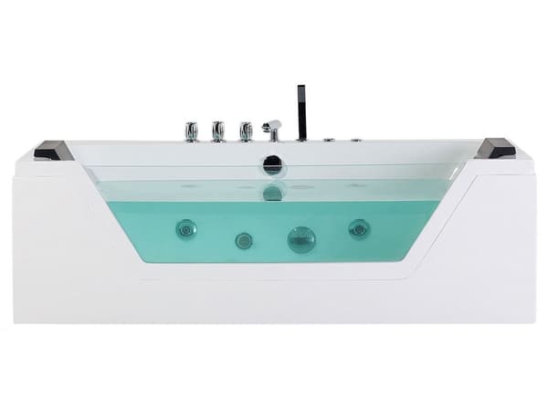 Massage Punkter Bad Hvid Sølv med LED Sanitær Akryl og Glas 160 x 76 cm