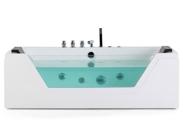 Massage Punkter Bad Hvid Sølv med LED Sanitær Akryl og Glas 160 x 76 cm
