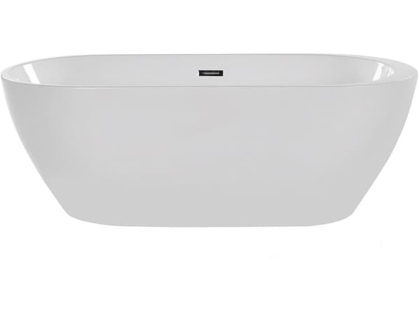 Bad Hvid med Sølv Sanitær Akryl Single 150 x 75 cm Fritstående Moderne Overløbssystem