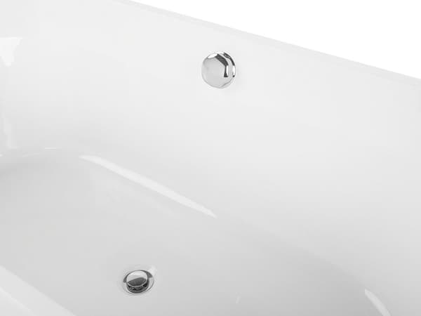 Badekar Hvid Blank Sanitær Akryl 170 x 75 cm Fritstående Siddebadekar til Voksne Moderne Ellipse formet Badeværelse Inspiration Indretning
