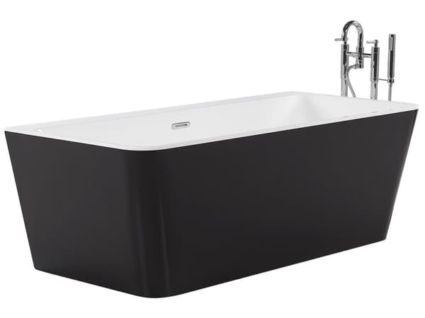 Fritstående Badekar Sort Sanitær Akryl Oval 170 x 80 cm Minimalistisk Design
