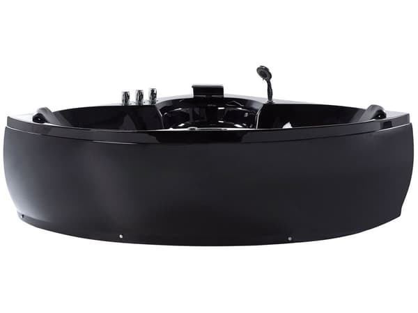Hjørne Bad Badekar Sort Akryl 205 x 163 cm 2-pers. Massage Nakkestøtte