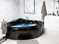Miniatyrbillede 2 af 11: Hjørne Bad Badekar Sort Akryl 205 x 163 cm 2-pers. Massage Nakkestøtte
