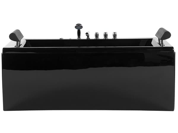 Badekar Sort Akryl 172 x 83 x 64 cm 2 Personers Spa Boblebad Indendørs Voksne Nakkestøtte LED lys Fritstående Moderne Badeværelse Inspiration