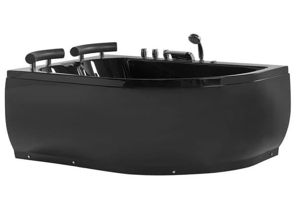 Boblebad Bad Sort Sanitær Akryl LED Belysning Buet Højre Hånds 158 x 113 cm