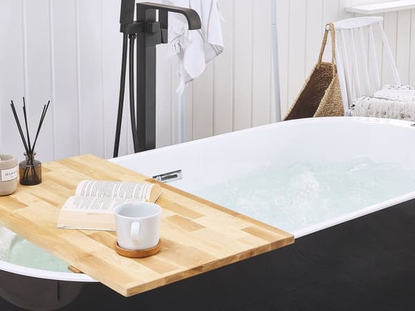 Poreamme musta 170 x 80 x 60 cm akryyli ovaali LED-valo ylivuotojärjestelmä