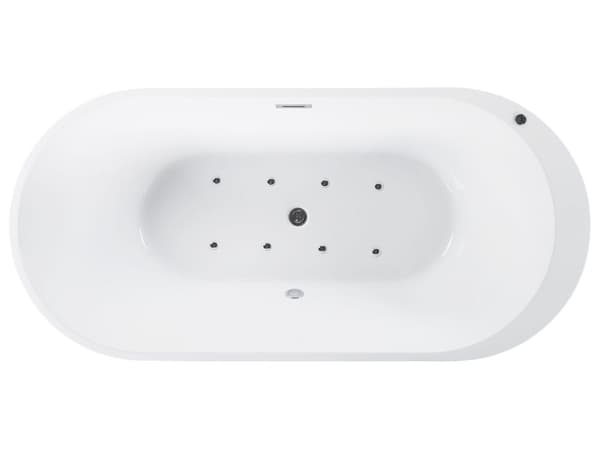 Poreamme musta 170 x 80 x 60 cm akryyli ovaali LED-valo ylivuotojärjestelmä
