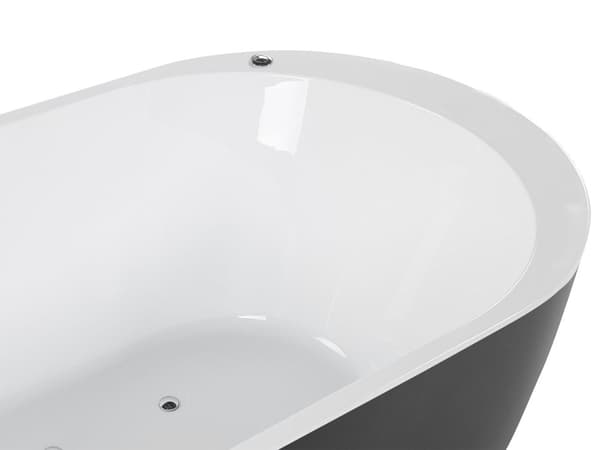 Poreamme musta 170 x 80 x 60 cm akryyli ovaali LED-valo ylivuotojärjestelmä