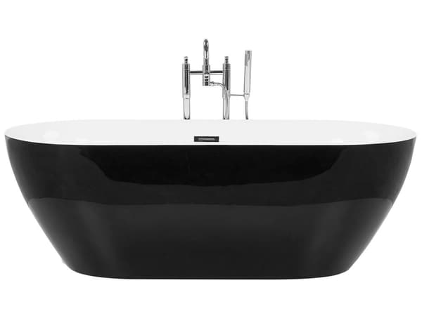 Kylpyamme vapaasti seisova musta akryyli 180 x 80 cm ovaali moderni tyyli