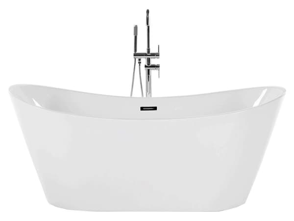 Bad Hvid med Sølv Sanitær Akryl Enkelt 160 x 76 cm Fritstående Moderne Stil