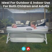 HelloBath Vikbar badbalja för vuxna - 148cm - 220L - Extra långt - Inklusive badkudde & förvaringsskydd - Grå