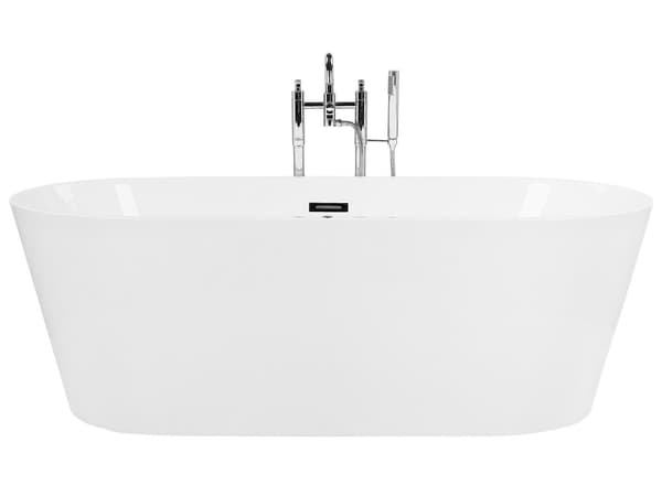 Kylpyamme vapaasti seisova valkoinen akryyli LED-valoilla 170 cm ovaali moderni tyyli