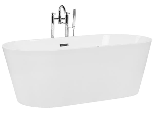 Kylpyamme vapaasti seisova valkoinen akryyli LED-valoilla 170 cm ovaali moderni tyyli