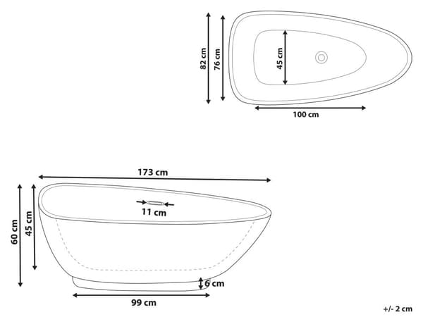 Badekar Matsort Sølv 170x80 cm Moderne Industriel Design Oval Sort Fritstående Bad