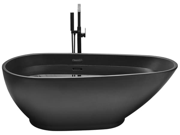 Badekar Matsort Sølv 170x80 cm Moderne Industriel Design Oval Sort Fritstående Bad