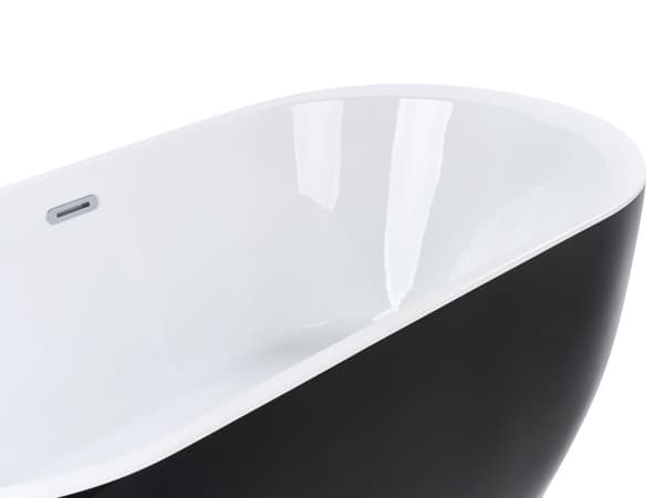 Badekar Sort Hvid Sølv 170x80 cm Oval Skandinavisk Moderne Design Fritstående Bad Høj Kvalitet Metal Badeværelse Badeværelsesmøbel Ovalformet