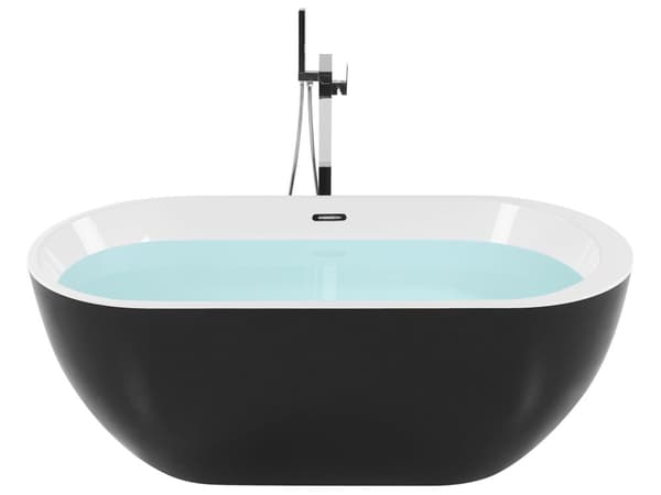 Badekar Sort Hvid Sølv 170x80 cm Oval Skandinavisk Moderne Design Fritstående Bad Høj Kvalitet Metal Badeværelse Badeværelsesmøbel Ovalformet