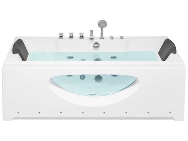 Whirlpool poreamme valkoinen akryylinen läpinäkyvällä seinällä ja LED-valoilla 180 x 80 cm moderni tyyli
