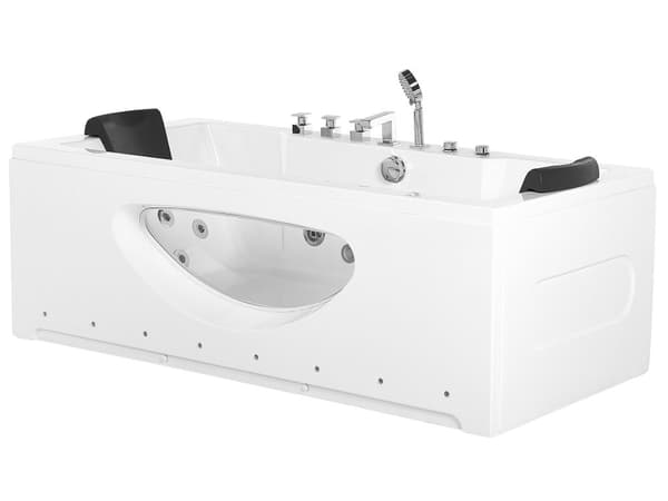 Whirlpool poreamme valkoinen akryylinen läpinäkyvällä seinällä ja LED-valoilla 180 x 80 cm moderni tyyli