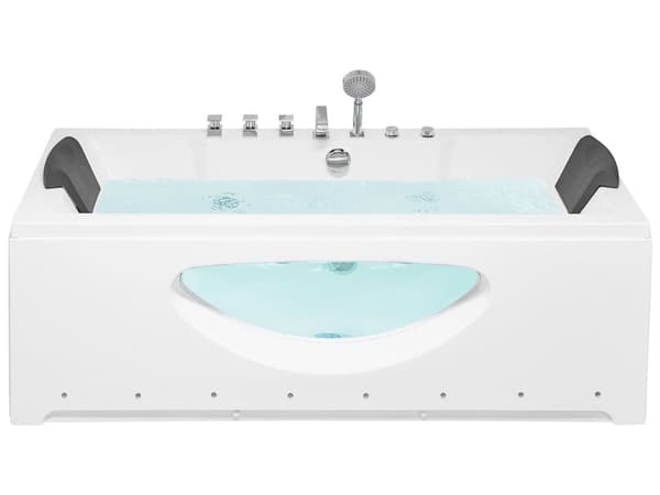 Whirlpool poreamme valkoinen akryylinen läpinäkyvällä seinällä ja LED-valoilla 180 x 80 cm moderni tyyli