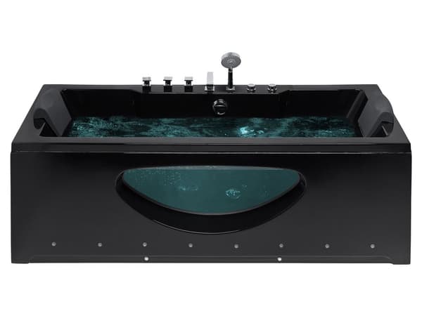 Whirlpool poreamme musta akryylinen läpinäkyvällä seinällä ja LED-valoilla 170 x 80 cm moderni tyyli
