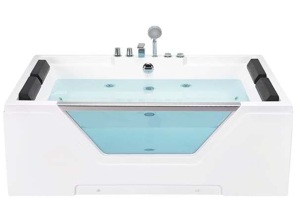 Badekar Hvid Sort Sølv 170x120 cm Rektangulær Moderne Puder Høj Kvalitet Sanitær Akryl Bad Hærdet Glas