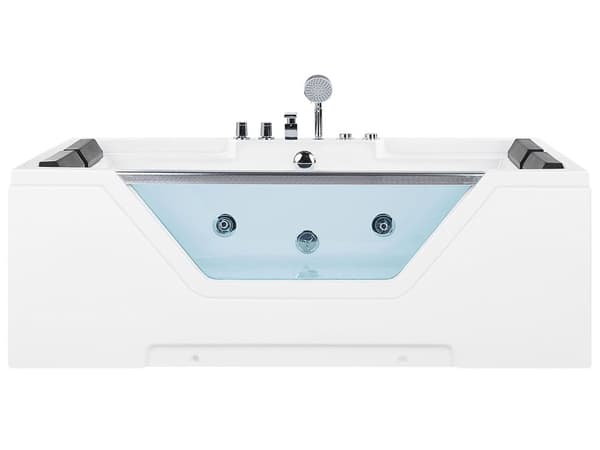 Badekar Hvid Sort Sølv 170x120 cm Rektangulær Moderne Puder Høj Kvalitet Sanitær Akryl Bad Hærdet Glas