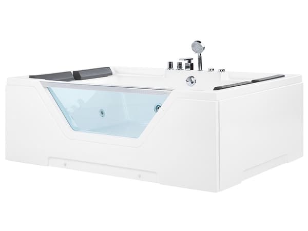 Badekar Hvid Sort Sølv 170x120 cm Rektangulær Moderne Puder Høj Kvalitet Sanitær Akryl Bad Hærdet Glas