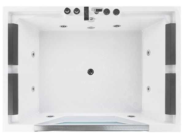 Badekar Hvid Sort Sølv 170x120 cm Rektangulær Moderne Puder Høj Kvalitet Sanitær Akryl Bad Hærdet Glas