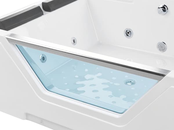 Badekar Hvid Sort Sølv 170x120 cm Rektangulær Moderne Puder Høj Kvalitet Sanitær Akryl Bad Hærdet Glas