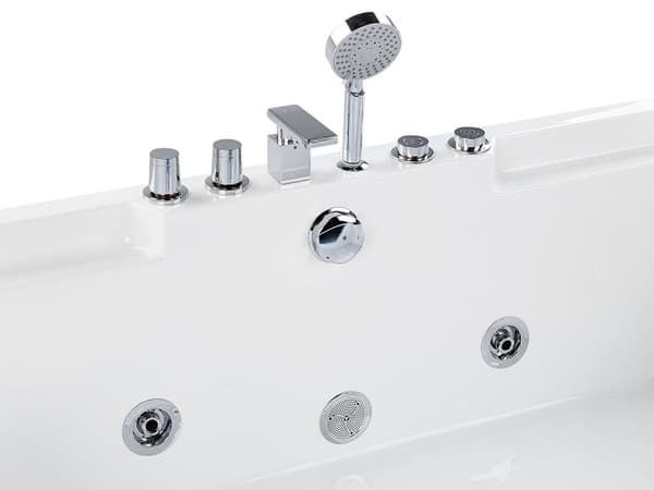 Badekar Hvid Sort Sølv 170x120 cm Rektangulær Moderne Puder Høj Kvalitet Sanitær Akryl Bad Hærdet Glas