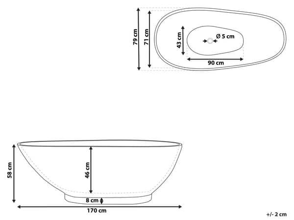 Badekar Marineblå Sølv Marmorlook 170x80 cm Oval Moderne Glam Design Høj Kvalitet Akryl Fritstående Navy Blå Bad Badeværelse Badeværelsesmøbel