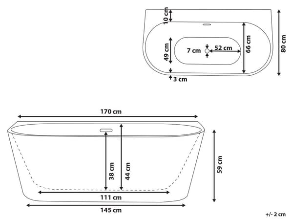 Badekar Sort Sølv Hvid 170x80 cm Oval Moderne Skandinavisk Design Fritstående Bad Akryl Badeværelse Badeværelsesmøbel Nyt Hjem Boligindretning