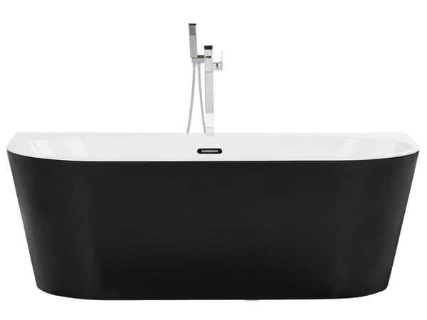Badekar Sort Sølv Hvid 170x80 cm Oval Moderne Skandinavisk Design Fritstående Bad Akryl Badeværelse Badeværelsesmøbel Nyt Hjem Boligindretning