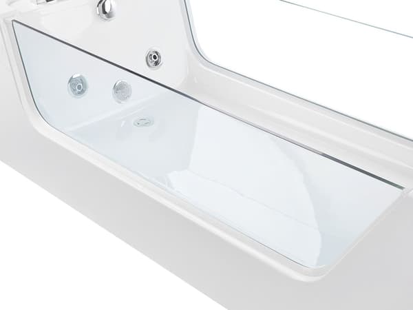 Badekar Hvid Sølv 170 x 80 cm Undervands LED Moderne Høj Kvalitet Rektangulær Sanitær Akryl Hærdet Glas Spabad Boblebad Massage Badeværelse