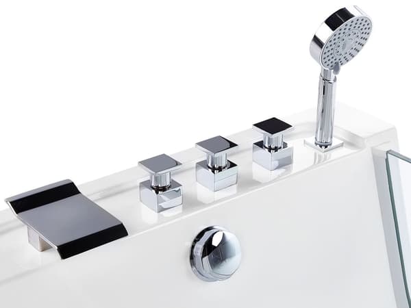 Badekar Hvid Sølv 170 x 80 cm Undervands LED Moderne Høj Kvalitet Rektangulær Sanitær Akryl Hærdet Glas Spabad Boblebad Massage Badeværelse