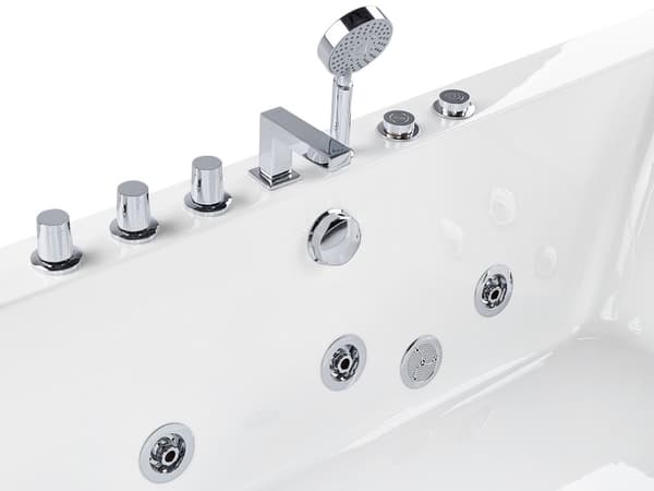 Badekar Hvid Akryl Sølv Aluminium Hærdetglas 170 x 85 cm 1 persons Spabad Boblebad Massage Bad Vanddyser Nakkestøtte Glam Moderne Badeværelse
