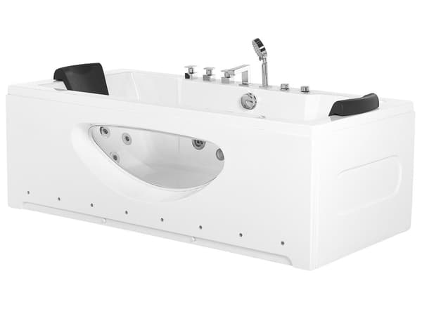 Spabad med LED Hvid 170x80 cm Moderne Design Rektangulær Kunstlæder Badekarret Bad Akryl Badeværelse Badeværelsesmøbel Hjem Boligindretning