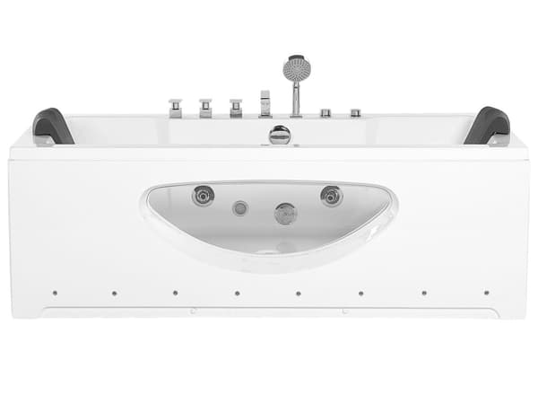 Spabad med LED Hvid 170x80 cm Moderne Design Rektangulær Kunstlæder Badekarret Bad Akryl Badeværelse Badeværelsesmøbel Hjem Boligindretning