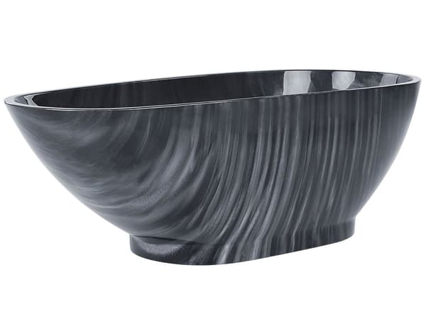Badekar Sort Sølv Marmorlook 170x80 cm Oval Moderne Design Høj Kvalitet Akryl Fritstående Bad Badekarret Nyt Badeværelse Badeværelsesmøbel