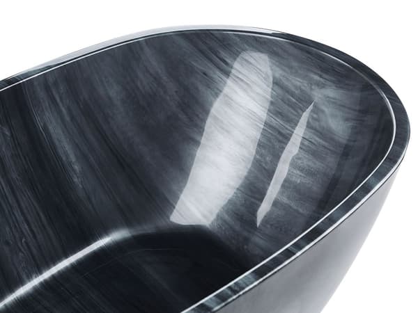 Badekar Sort Sølv Marmorlook 170x80 cm Oval Moderne Design Høj Kvalitet Akryl Fritstående Bad Badekarret Nyt Badeværelse Badeværelsesmøbel