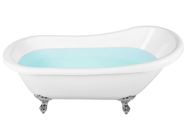 Badekar Hvid Sølv 153x77 cm Retro Design Fritstående Bad Akryl Badeværelse Badeværelsesmøbel Hjem Badekarret