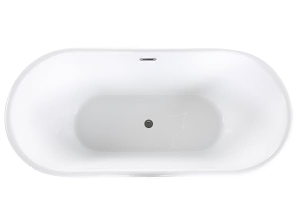 Fritstående Badekar Sort Hvid Sanitærakryl 160 x 80 cm Stor Oval Karbad Japansk Moderne Minimalistisk Design Badeværelse Tilbehør til Voksne