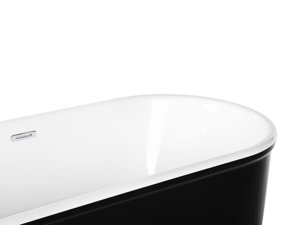 Fritstående Badekar Sort Hvid Sanitærakryl 160 x 80 cm Stor Oval Karbad Japansk Moderne Minimalistisk Design Badeværelse Tilbehør til Voksne