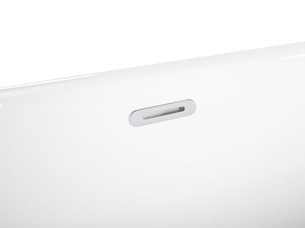 Fritstående Badekar Sort Hvid Sanitærakryl 160 x 80 cm Stor Oval Karbad Japansk Moderne Minimalistisk Design Badeværelse Tilbehør til Voksne