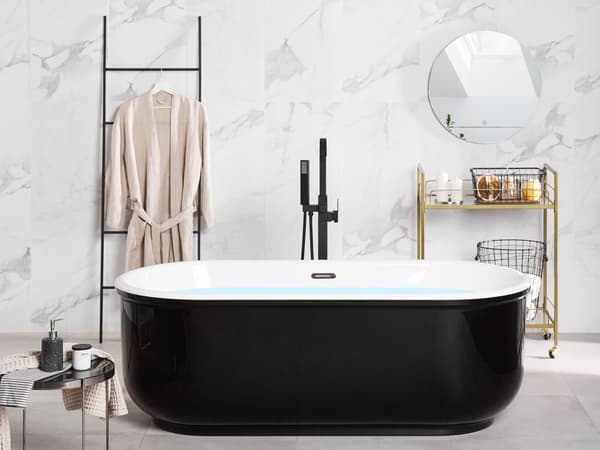 Vapaasti seisova kylpyamme musta 170 cm ovaali moderni minimalistinen tyyli