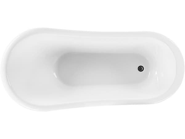 Kylpyamme punavalkoinen 153 x 77 x 74 cm akryyli hopeat jalat ovaali ylivuotojärjestelmä