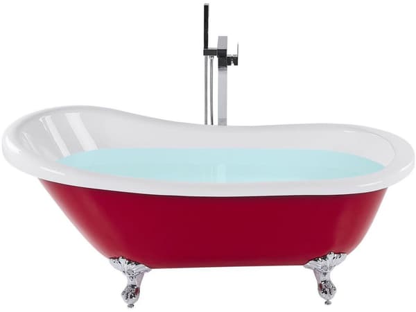 Badekar Rød 153 x 77 cm Fritstående Traditionelt, Vintage Ben