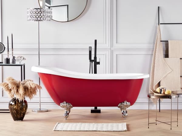 Badekar Rød 170 x 80 cm Fritstående Traditionelt, Vintage Ben