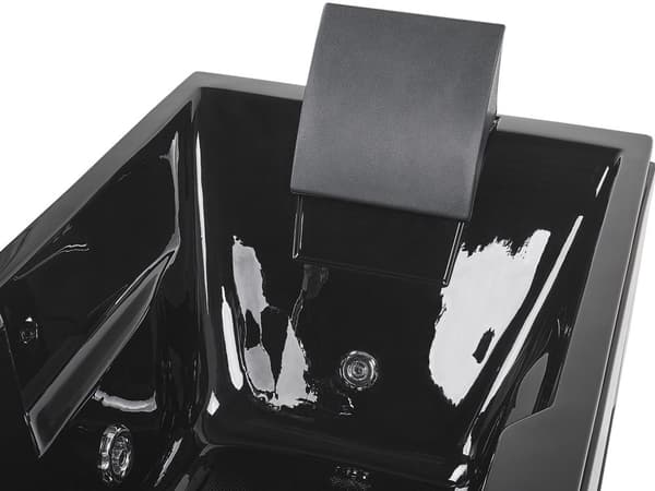 Spabad Sort Blank Akryl 169 x 81 cm Rektangulær Højrehånds Inde Spa badekar Massagedyser Nakkestøtte LED Terapi Badeværelse Indretning